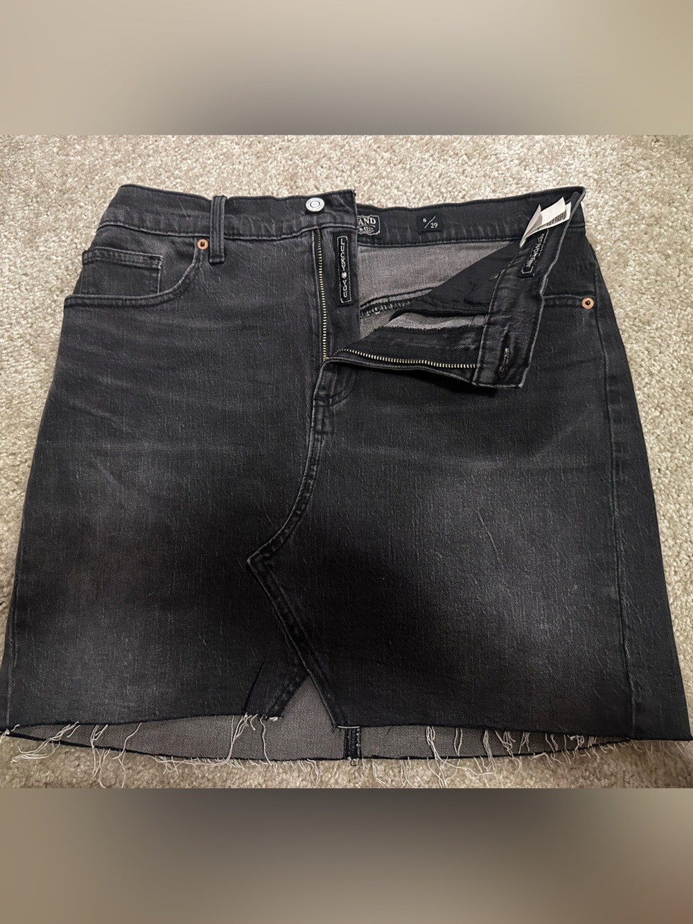 Lucky Brand Black Distressed Denim Old Favorite Mini Skirt